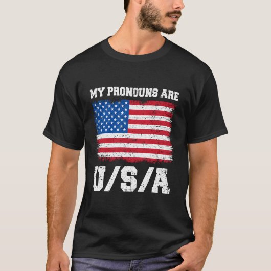 私の代名詞は7月おもしろいの4番目のアメリカ人Say Tシャツ (正面)