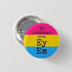 私の代名詞は、Ey Em -パンセクシュアル旗 缶バッジ