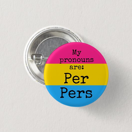 私の代名詞は: Per Pers - パンセクシャルフラッグボタン 缶バッジ (正面&裏面)