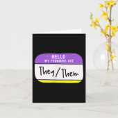 私の代名詞はThey+Them 非バイナリー・プライドLサイズ カード (黄色い花)