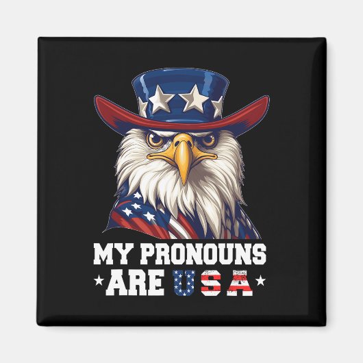 私の代名詞はUsa おもしろい Eagle 4 July American マグネット (正面)