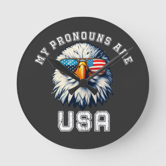 私の代名詞はUSA ラウンド壁時計