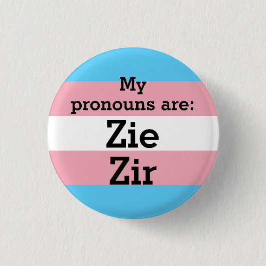 私の代名詞はZie Zir トランスフラッグ 缶バッジ (正面)