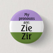 私の代名詞はZie Zir - genderqueer flag 缶バッジ (正面)