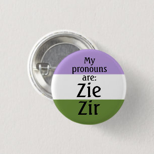 私の代名詞はZie Zir - genderqueer flag 缶バッジ