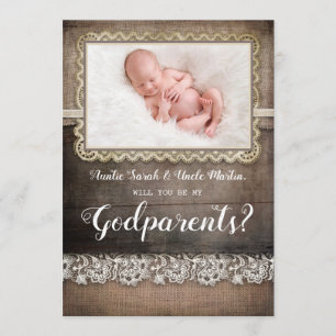 私の代父母の提案の写真カードです 招待状