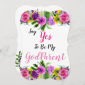 私の代父母の提案の花柄はあることに賛成します 案内状 (正面/裏面)