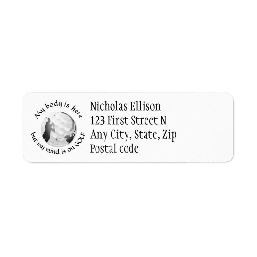 私の体ここで私の心ゴルフおもしろい引用文ゴルファー ラベル (正面)