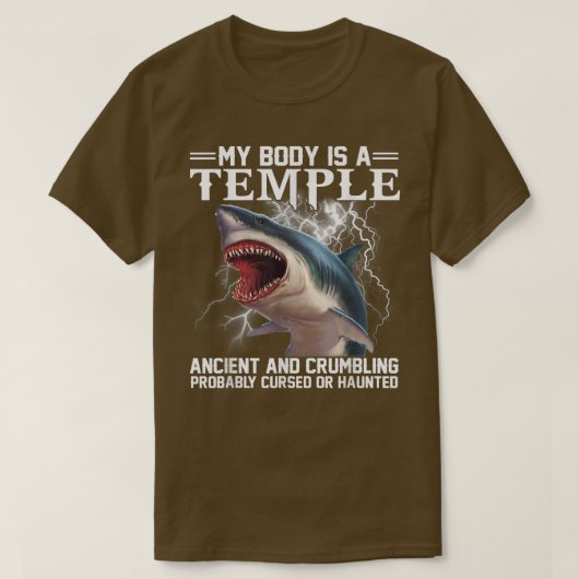私の体は寺院の古代の崩壊したサメだ Tシャツ (デザイン正面)
