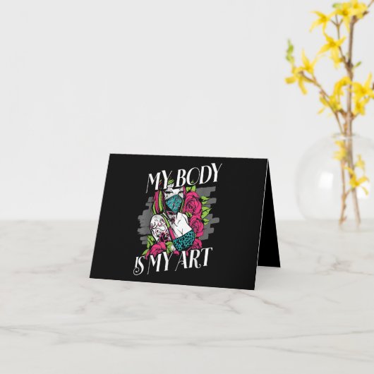 私の体は私のアートタトゥーアーティストの贈り物 カード (黄色い花)