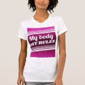 私の体私のルールPro-Choiceピンクのグリッターキラキラ Tシャツ (正面)