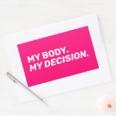 私の体私の決定ミニマリスト熱ピンク白 長方形シール (封筒)