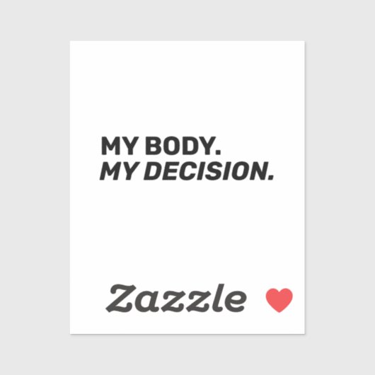 私の体私の決定ミニマリスト白黒 シール (シート)