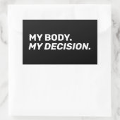 私の体私の決定ミニマル白黒 長方形シール (バッグ)