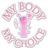 私の体私の選択ピンク拳フェミニストビニル シール (正面)