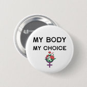 私の体私の選択フェミニストバッジ 缶バッジ (正面&裏面)