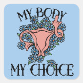 私の体私の選択フェミニストプロチョイス スクエアシール (正面)