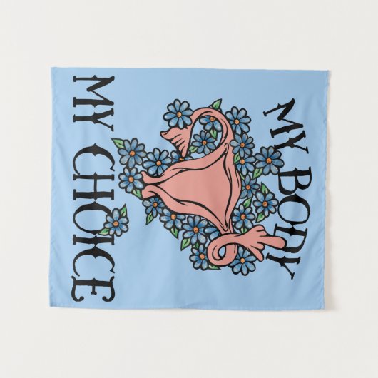 私の体私の選択フェミニストプロチョイス タペストリー (正面(横))