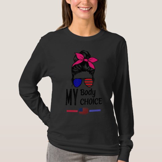 私の体私の選択プロ選択メッシーブンアメリカ国旗Fem Tシャツ (正面)