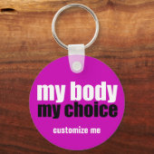 私の体私の選択Prochoiceフェミニストピンク キーホルダー (裏面)