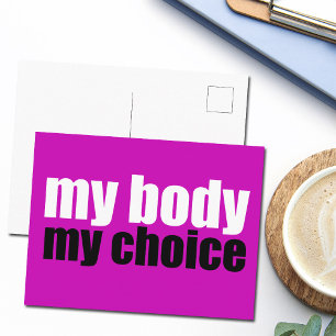 私の体私の選択Prochoiceフェミニストピンク ポストカード