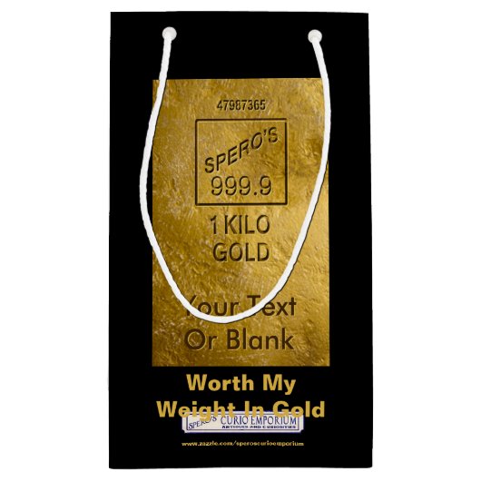 私の体重に見合う金ゴールド スモールペーパーバッグ (裏面)