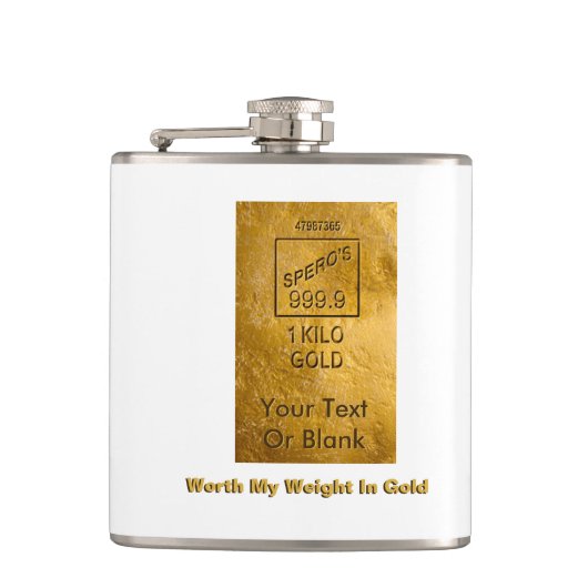 私の体重に見合う金ゴールド フラスク (正面)