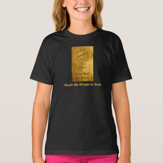 私の体重に見合う金ゴールド Tシャツ (正面)