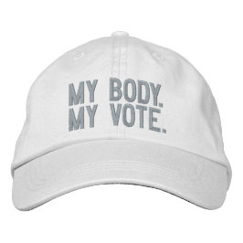 私の体、私の投票、女性の権利の女性はピンクに投票 刺繍入りキャップ