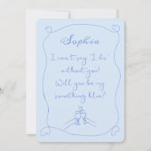 私の何か青い可愛い花嫁のプロポーザルのカード 招待状 (正面)