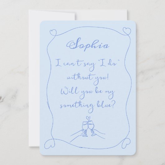 私の何か青い可愛い花嫁のプロポーザルのカード 招待状 (正面)