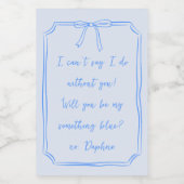 私の何か青い？キュートな弓の花嫁の提案 ワインラベル (シングルラベル)