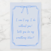 私の何か青い？キュートな弓の花嫁の提案 ワインラベル (シングルラベル)