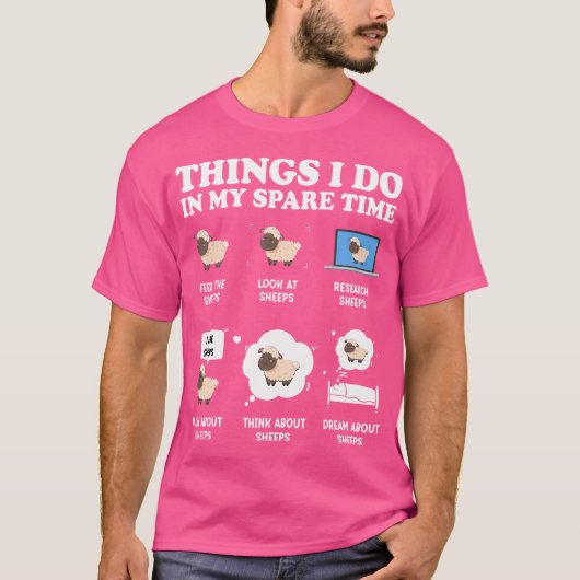 私の余暇に行うかわいい羊の物が震える Tシャツ (正面)