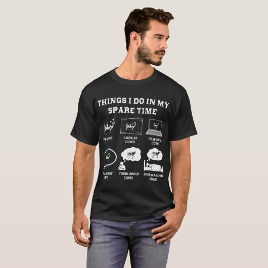私の余暇に行うこと牛の恋人農家牛 Tシャツ (正面フル)