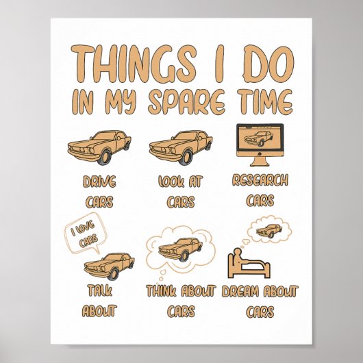 私の余暇の車の愛好家の中で行うことおもしろい ポスター (正面)