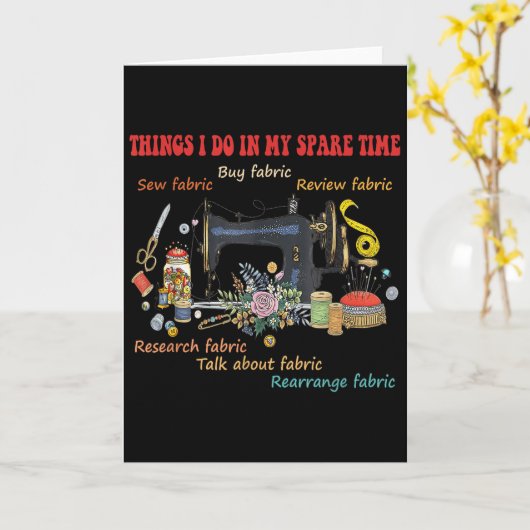 私の余暇の過ごし方 生地を買って布を縫う カード (黄色い花)