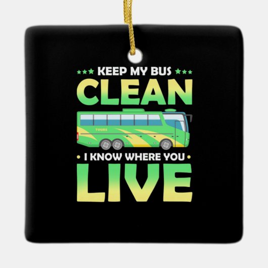 私の保バスはクリーン セラミックオーナメント (正面)