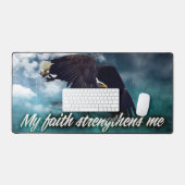 「私の信仰は私を強める」モチベーション肯定 デスクマット (キーボード&マウス)