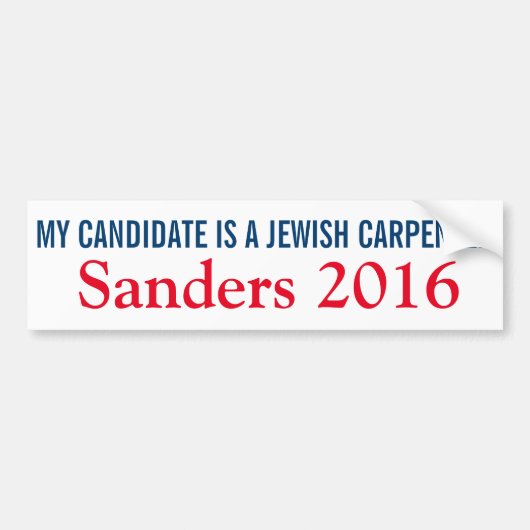 私の候補者はユダヤ人の大工です バンパーステッカー (正面)
