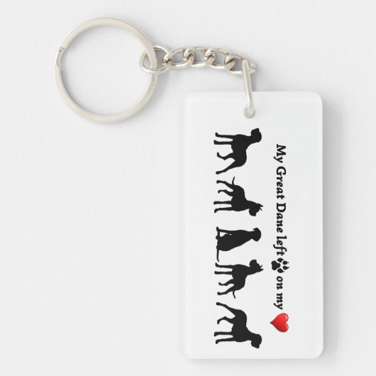 私の偉大なダネ離れのパウプリント私のハートドッグペット キーホルダー (正面)