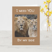 **私の側にいてくれ** 愛するライオンたち カード (黄色い花)