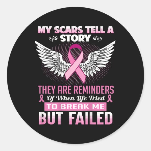 私の傷は物語を伝える – 乳がん認識度 ラウンドシール (正面)