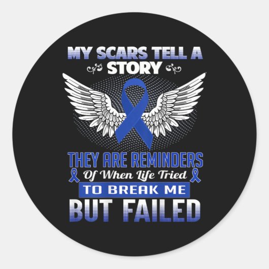 私の傷は物語を伝える – 結腸がん認識度 ラウンドシール (正面)