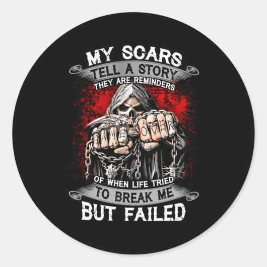 私の傷跡は彼らがリマインダーである物語を伝える ラウンドシール (正面)