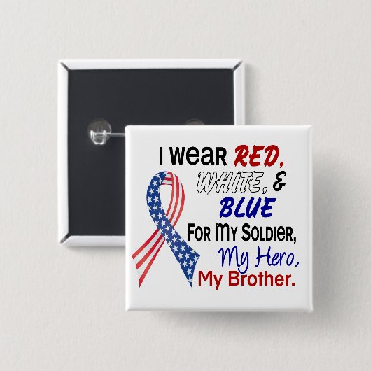 私の兄弟のための赤白青 缶バッジ (正面&裏面)