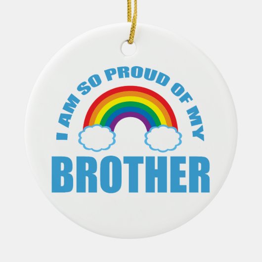 私の兄誇りを持った弟のレインボーゲイプライド・クリスマス セラミックオーナメント (正面)