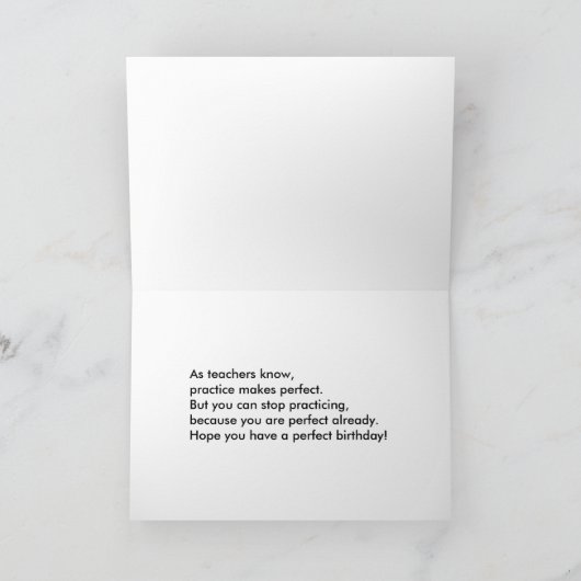 私の先生の習字の練習へのハッピーバースデー カード (内部)