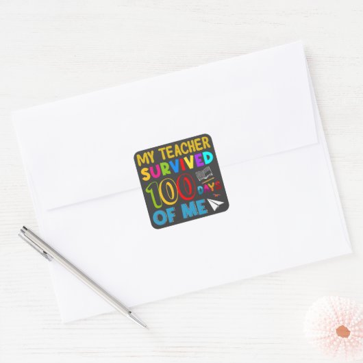 私の先生は私に耐えて100日生き延びた、面白い名言 スクエアシール (封筒)