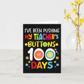 私の先生ボタンを押している100日キッズティー カード (黄色い花)